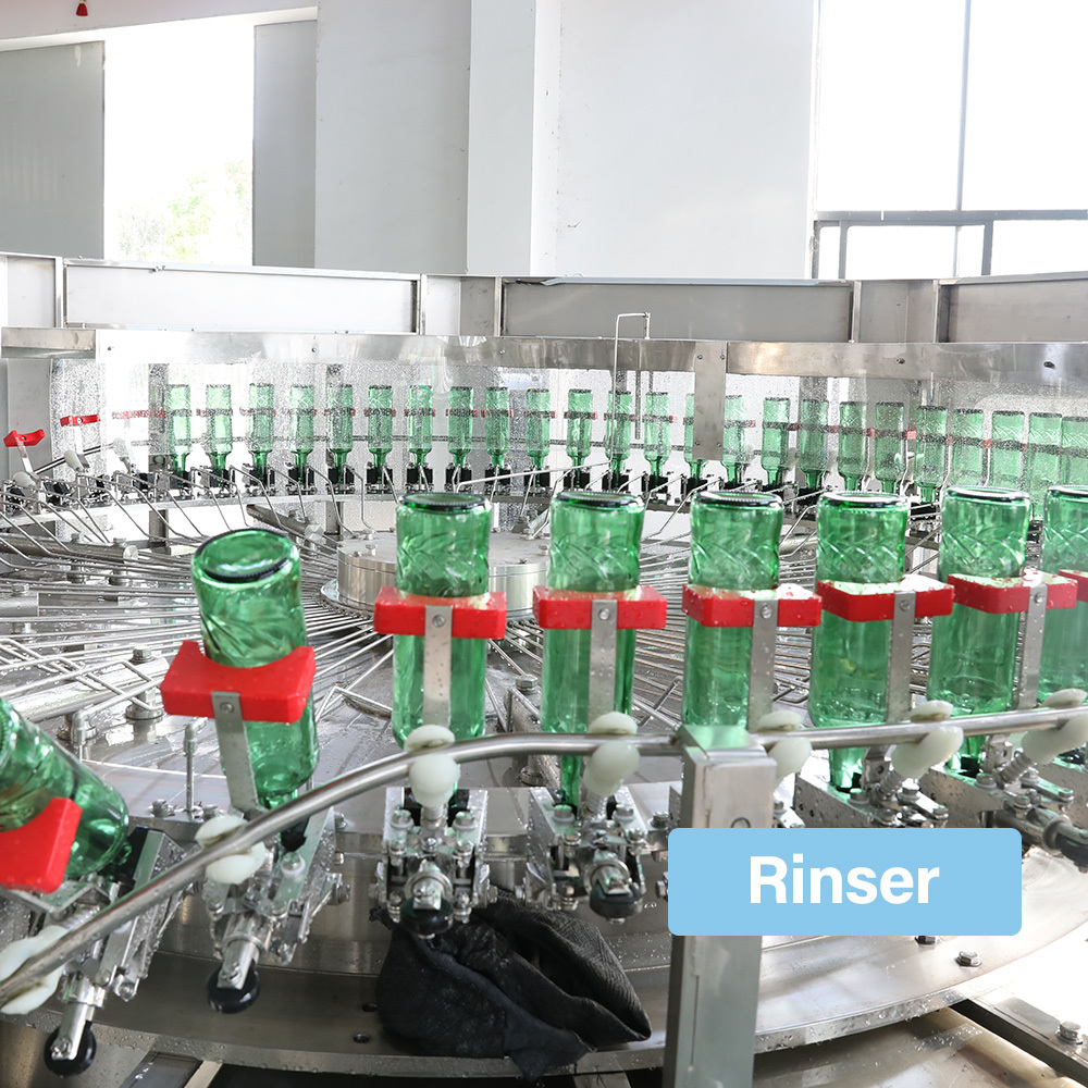 3-in-1 Automatic Rinsing Filling Capping Machine for Glass Bottle Beer Bottling Production Line